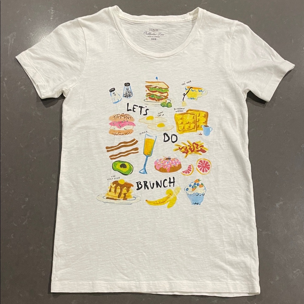 J. Crew Collector Short Sleeve Tee Shirt Let’s Do Brunch XXS